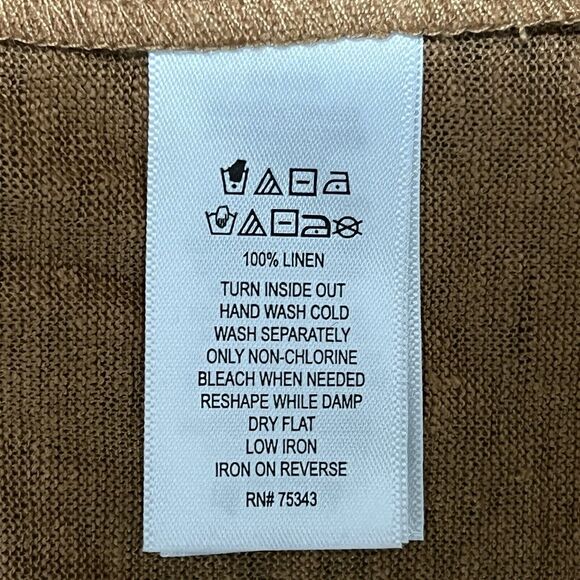 Rachel Zoe 100% Linen V-Neck Tee T-shirt Women's L Rust Brown Shirt NWT - Picture 7 of 11